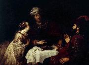 Jan victors Esther accuses Haman before Ahasveros oil painting artist